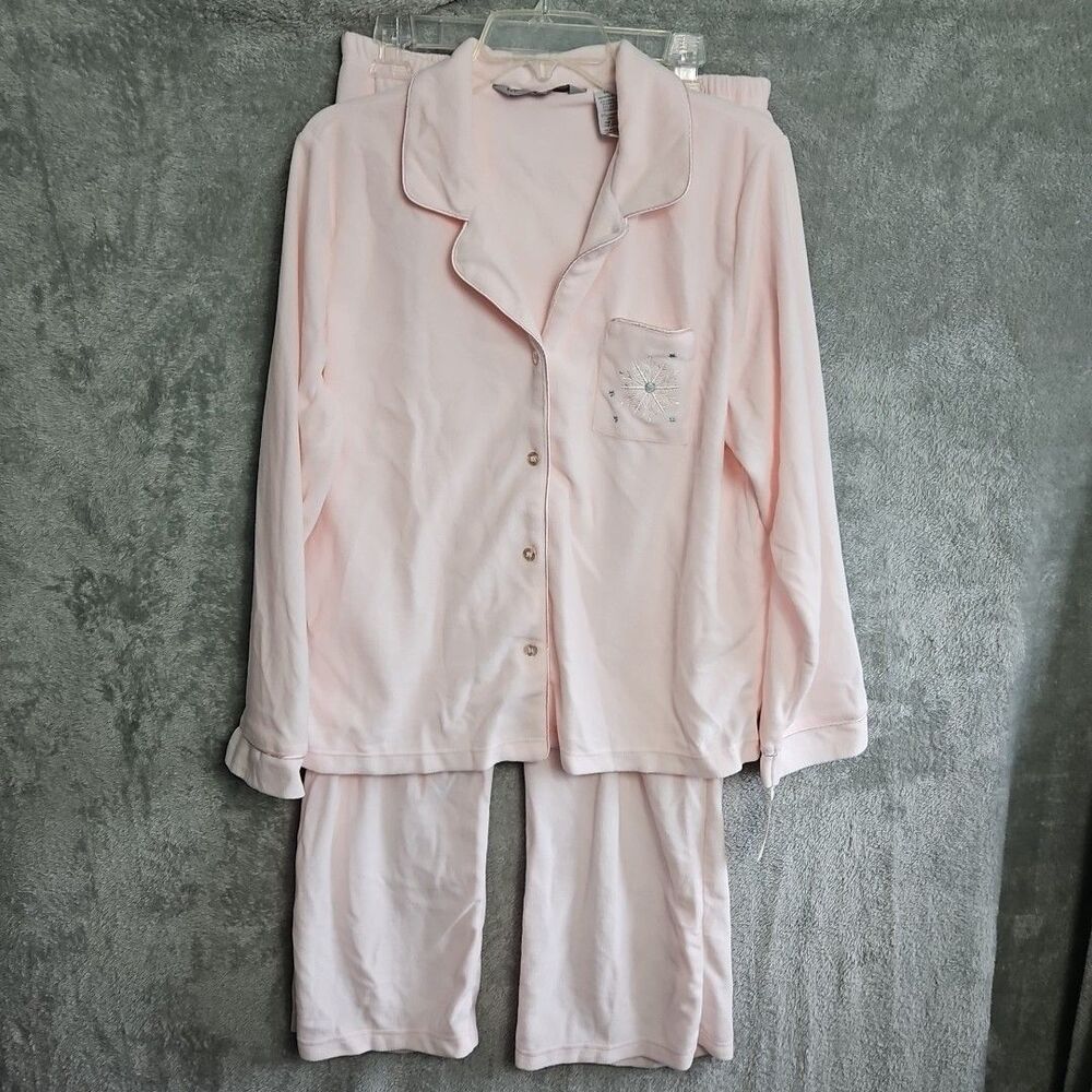 Morning Glory Women's Sz Lg Pink Fleece Pajamas New  2 piece